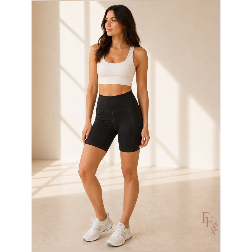 Girlfriend Collective Black High Rise Bike Shorts Size Small 8 Inch Inseam